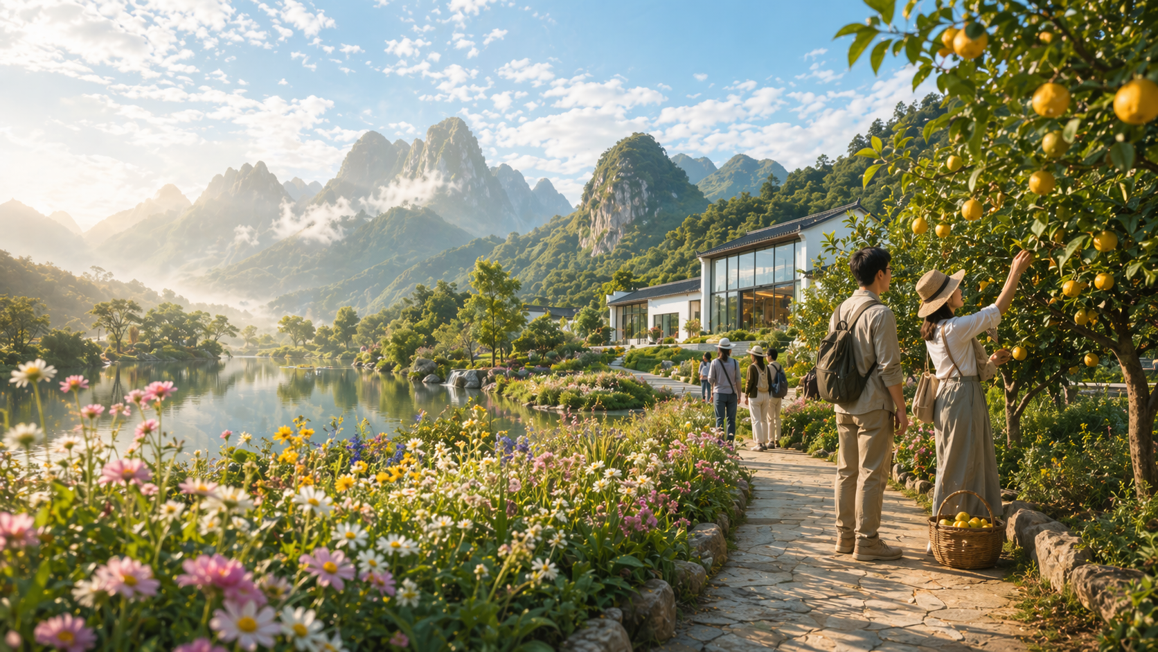 第二天古石龍生態園與果園場景